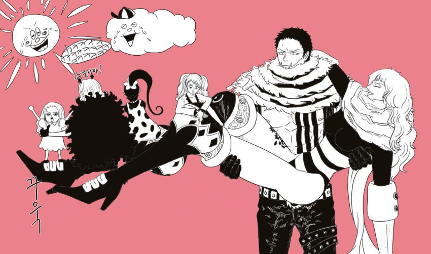 1boy 5girls brother_and_sister charlotte charlotte_galette charlotte_katakuri charlotte_pudding charlotte_smoothie family multiple_girls one_piece sisters smile