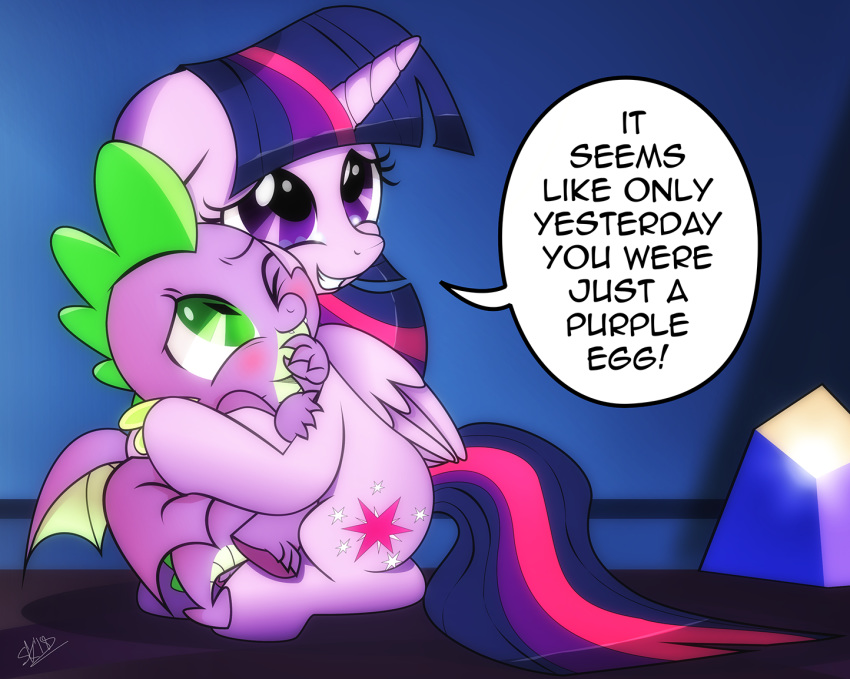 ! 2018 blush castle crystals cute cute_fangs cutie_mark dialogue dragon dsana duo embrace english_text equine eyebrows eyelashes fangs feathered_wings feathers female feral floppy_ears friendship_is_magic green_eyes grin hair holding_character hooves horn hug inside male mammal membranous_wings multicolored_hair my_little_pony nude one_eye_closed parent purple_eyes purple_feathers scalie shadow signature sitting slit_pupils smile spade_tail spike_(mlp) tears tears_of_joy teeth text twilight_sparkle_(mlp) winged_unicorn wings