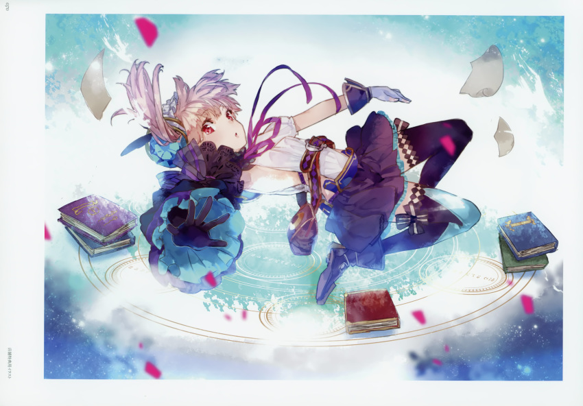 absurdres atelier_(series) atelier_lydie_&amp;_suelle book boots bow gloves hairband highres huge_filesize looking_at_viewer lydie_marlen official_art pink_eyes pink_hair scan short_hair solo yuugen