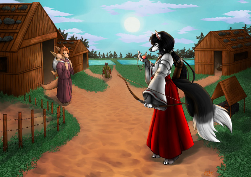 anime anthro archer canine cosplay era female feudal fox fujiokaaika inuyasha invalid_background invalid_tag kikyou mammal