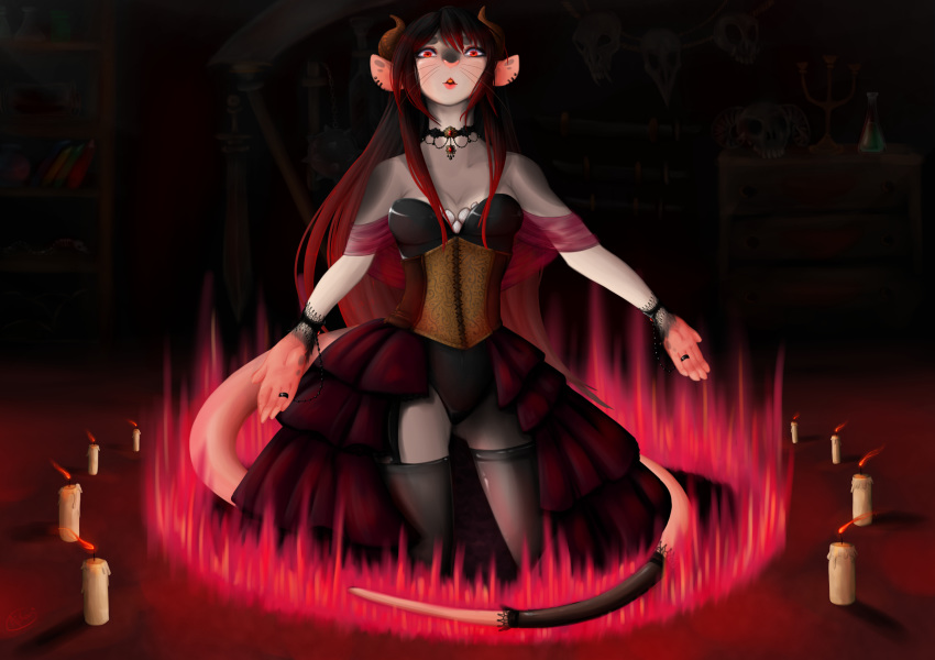 anthro demon female fujiokaaika goth hair invalid_color invalid_tag loli lolita_(fashion) mammal rat rodent summoning young