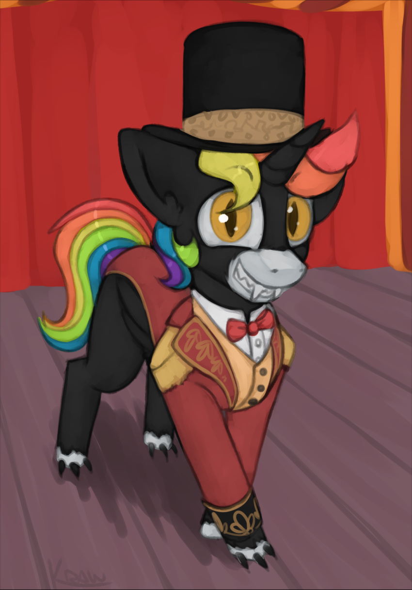 circus clothing equine hat male mammal marsminer my_little_pony rainbow_heart ringmaster solo teeth