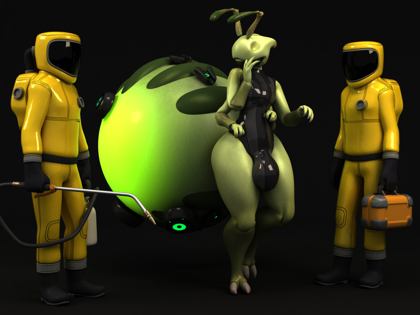 3d_(artwork) 4_arms alien ant antennae anthro anthroanim arthropod bulge clothed clothing digital_media_(artwork) gas_mask group hazmat_suit honeypot_ant human insect male mammal mask multi_arm multi_limb simple_background standing thick_thighs vin_the_alien_honeypot_ant wide_hips