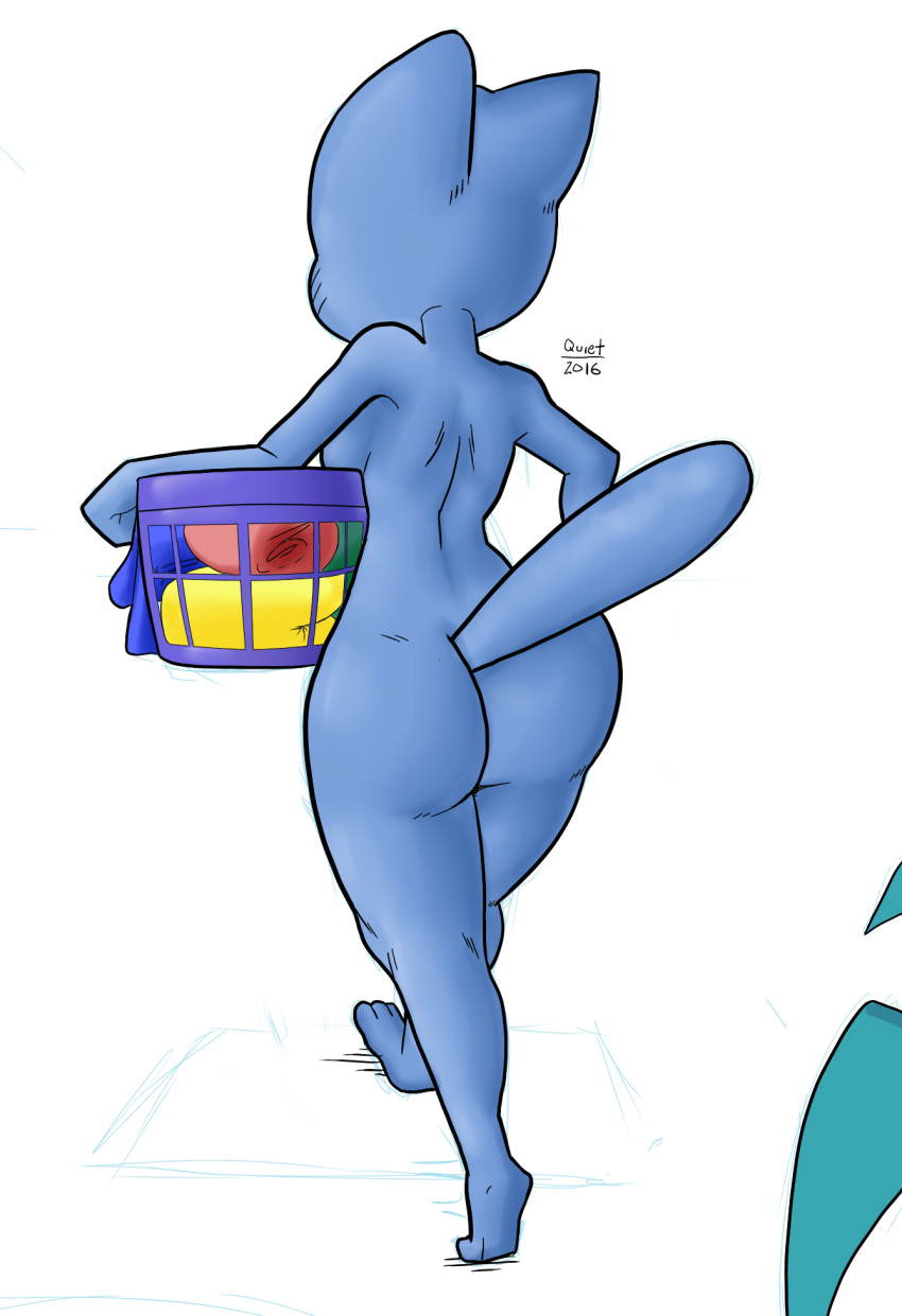 alternate_version_at_source anthro blue_fur breasts butt cartoon_network cat feline female from_the_back fur hi_res laundry_basket mammal mature_female nicole_watterson nude quietstealth side_boob solo the_amazing_world_of_gumball walking whiskers