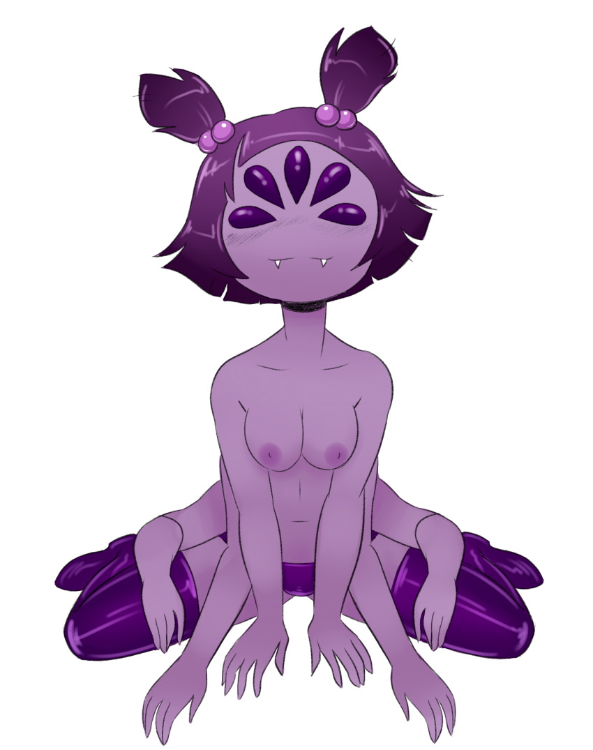 breasts female leather muffet nipples simple_background solo_focus undertale unnecessaryfansmut video_games