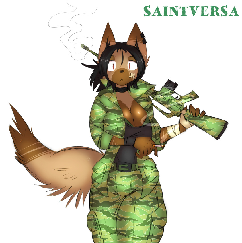 assault_rifle feline gun m16 mammal military ranged_weapon rifle saintversa stripes tiger weapon