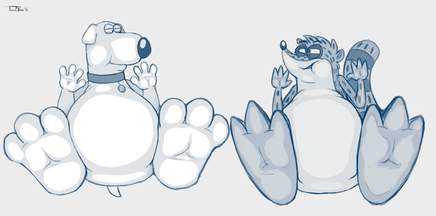 3_toes anthro big_feet brian_griffin canine cartoon_network family_guy foot_focus male mammal regular_show rigby_(regular_show) tagme toes