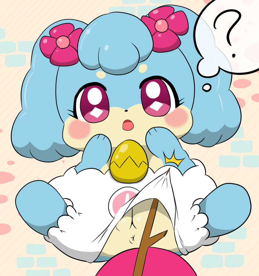 2018 ? absurd_res anthro anus blush canine clothed clothing clothing_lift cocotama cub eyelashes female hi_res himitsu_no_cocotama kanna_(cocotama) looking_at_viewer mammal open_mouth panties pussy semi-anthro solo spread_legs spreading stick tatwuyan thought_bubble tongue torn_clothing underwear unseen_character young