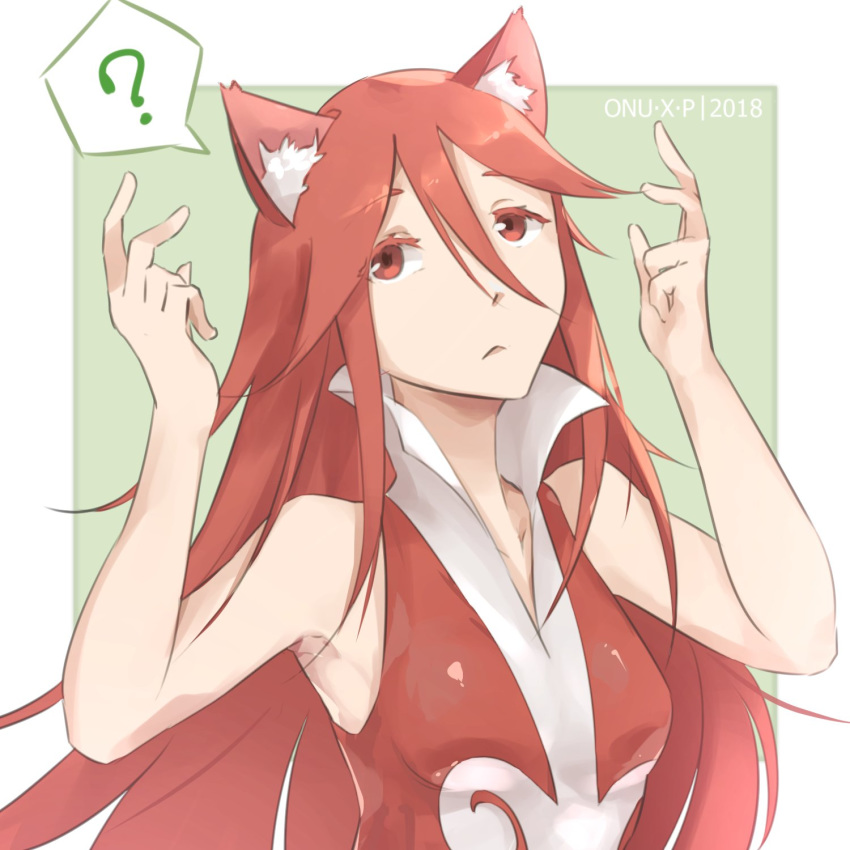 animal_ears bare_shoulders cat_ears fire_emblem fire_emblem:_kakusei fire_emblem_heroes hair_ornament highres long_hair looking_up red_clothes red_eyes red_hair siegzeonu simple_background solo tiamo upper_body