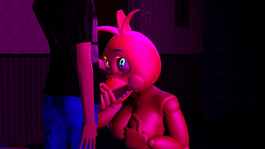 3d_(artwork) animatronic avian breasts clothed clothing crying_child_(fnaf) digital_media_(artwork) duo fellatio female five_nights_at_freddy's five_nights_at_freddy's_2 five_nights_at_freddy's_4 glowing glowing_eyes human machine male male/female mammal nipples nude penis robot source_filmmaker toy_chica_(fnaf) video_games yaboiscout