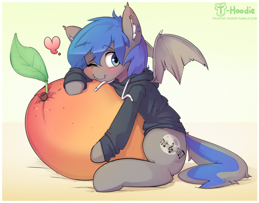 &lt;3 bat_pony bat_wings blush clothed clothing equine fan_character female feral girly hair hoodie hoodie_(artist) mammal mango membranous_wings my_little_pony piercing sweater wings