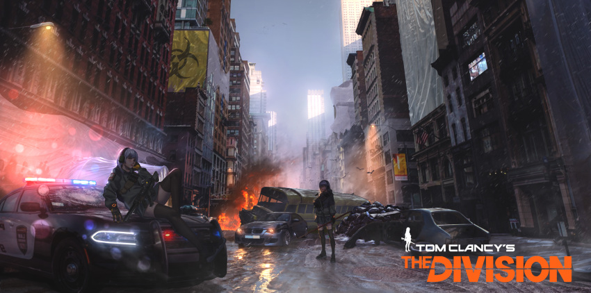 gun headphones landscape tagme thighhighs tom_clancy's_the_division weapon