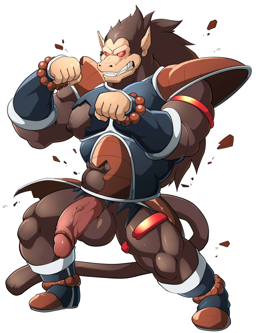 clothing dragon_ball dragon_ball_z fur humanoid_penis maldu male oozaru penis red_eyes solo torn_clothing