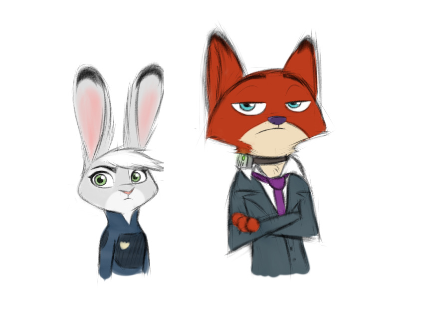 canine concept disney female fox gokhan16 jack_savage judy_hopps lagomorph male mammal monochrome nick_wilde rabbit zootopia