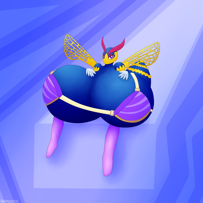 2018 anthro anthrofied arthropod big_breasts breasts clothing female hi_res huge_breasts hyper hyper_breasts insect insect_wings kespuzzuo kirby_(series) nintendo purple_eyes queen_sectonia solo video_games wings