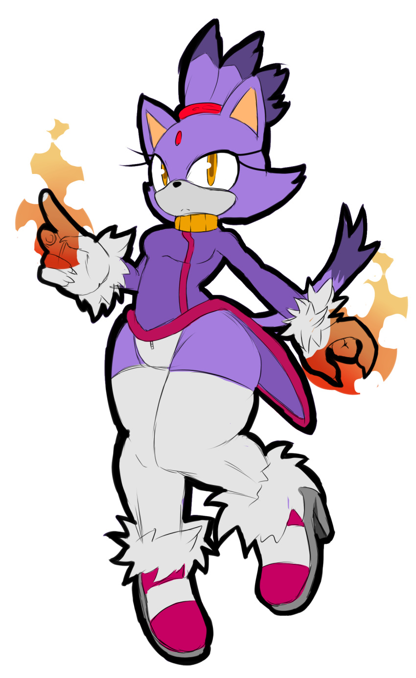 anthro black_nose blaze_the_cat clothing feline female fire footwear fur gem gloves hair hi_res jaynatorburudragon mammal pigeon_toed ponytail purple_fur purple_hair simple_background solo sonic_(series) wide_hips yellow_eyes