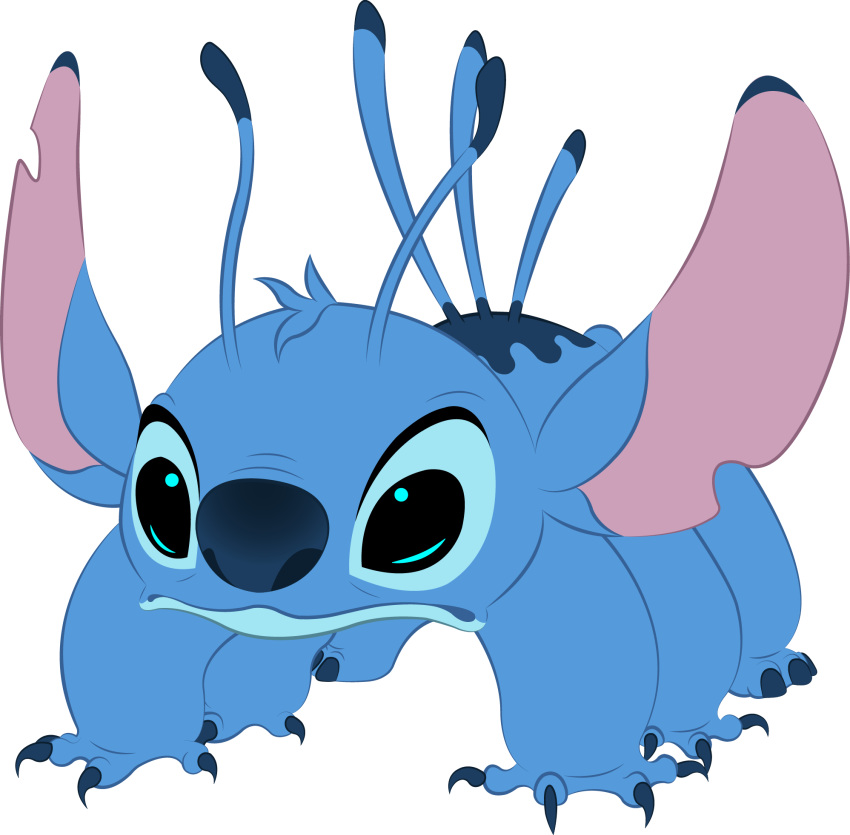 2011 4_fingers alien alpha_channel antennae back_markings back_spines black_eyes blue_claws blue_fur blue_nose claws digital_media_(artwork) dipstick_antennae disney experiment_(species) fur head_tuft hi_res lilo_and_stitch markings multi_limb notched_ear simple_background small_tail solo sontine stitch transparent_background tuft