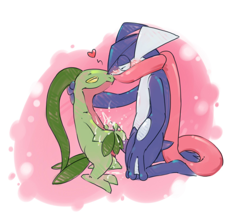 &lt;3 2014 2_fingers argon_vile cum cum_on_partner cum_on_self cumshot digital_media_(artwork) duo ejaculation embrace frottage greninja grovyle kissing kneeling long_tongue looking_at_partner male male/male nintendo orgasm pok&eacute;mon pok&eacute;mon_(species) romantic sex size_difference standing tongue video_games webbed_feet webbed_hands