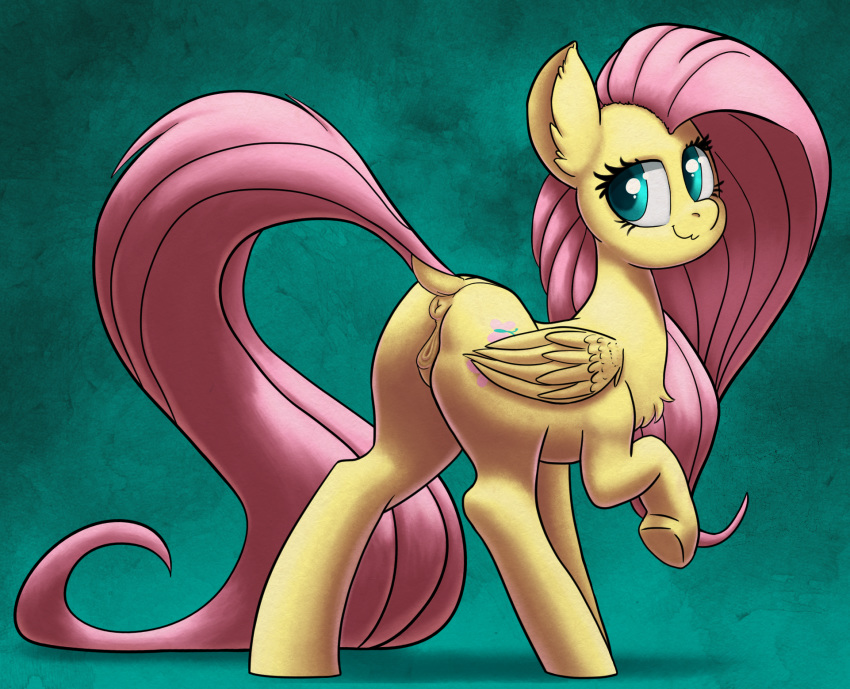 2018 anatomically_correct anatomically_correct_pussy animal_genitalia animal_pussy anus butt chromaskunk collaboration cutie_mark equine equine_pussy feathered_wings feathers female feral fluttershy_(mlp) friendship_is_magic hair hi_res hooves long_hair mammal my_little_pony pegasus pink_hair pussy solo underhoof wings yoditax