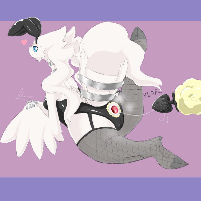 &lt;3 anal anus blue_eyes breasts buttplug clothing dengon female gaping gaping_anus happy legendary_pok&eacute;mon nintendo pok&eacute;mon pok&eacute;mon_(species) reshiram sex_toy simple_background solo video_games