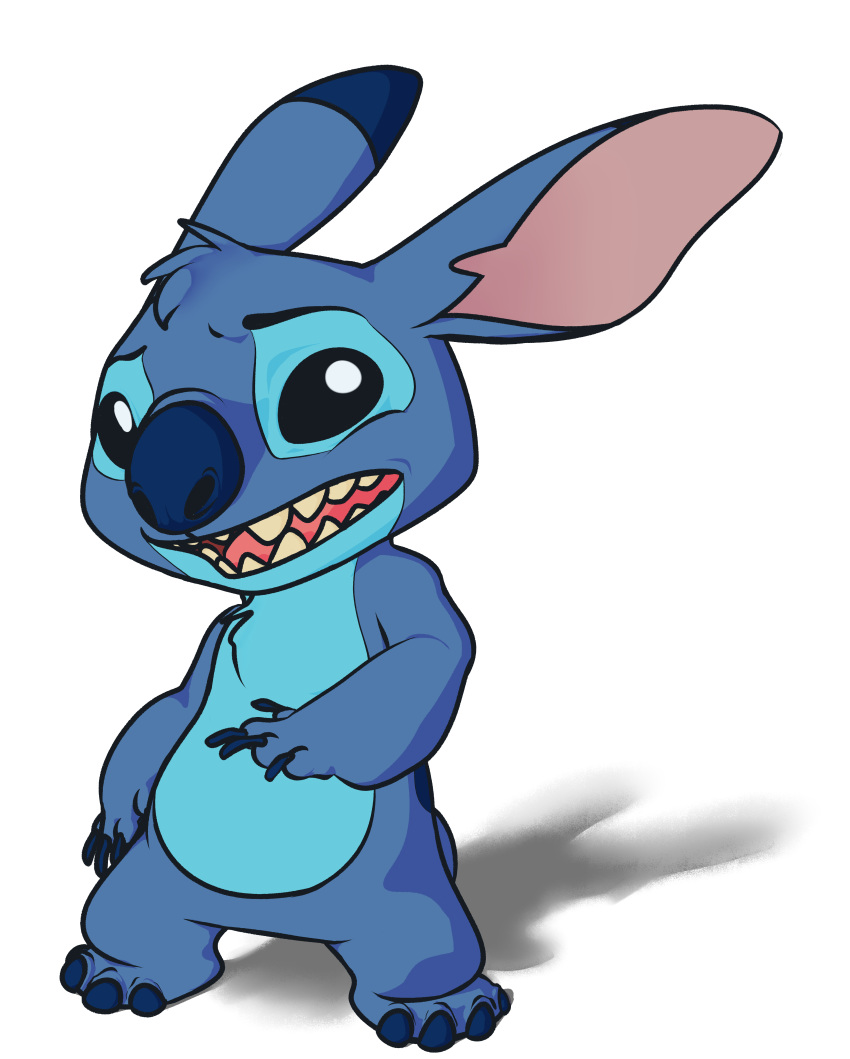 2018 4_fingers 4_toes absurd_res alien alpha_channel back_markings blixtwix blue_claws blue_eyes blue_fur blue_nose chest_tuft claws digital_drawing_(artwork) digital_media_(artwork) disney experiment_(species) fur head_tuft hi_res lilo_and_stitch looking_at_viewer markings notched_ear open_mouth simple_background small_tail solo standing stitch toes transparent_background tuft