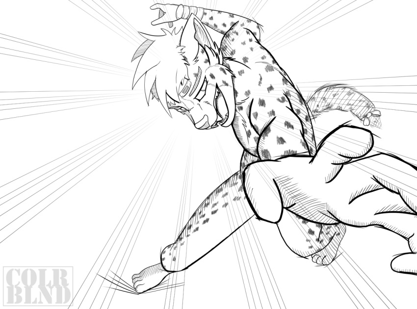 action_pose bandage colrblnd_(artist) hyena invalid_tag mammal neverwolf pose