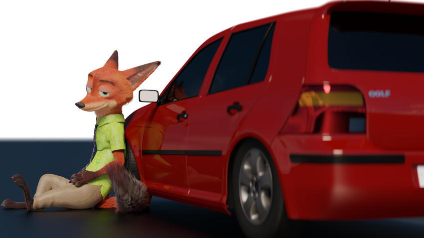 3_toes 3d_(artwork) absurd_res blender_(disambiguation) canine car claws digital_media_(artwork) disney fox fur hi_res invalid_tag kewlfox looking_at_viewer male mammal nick_wilde orange_fur paws red_fur toes vehicle zootopia