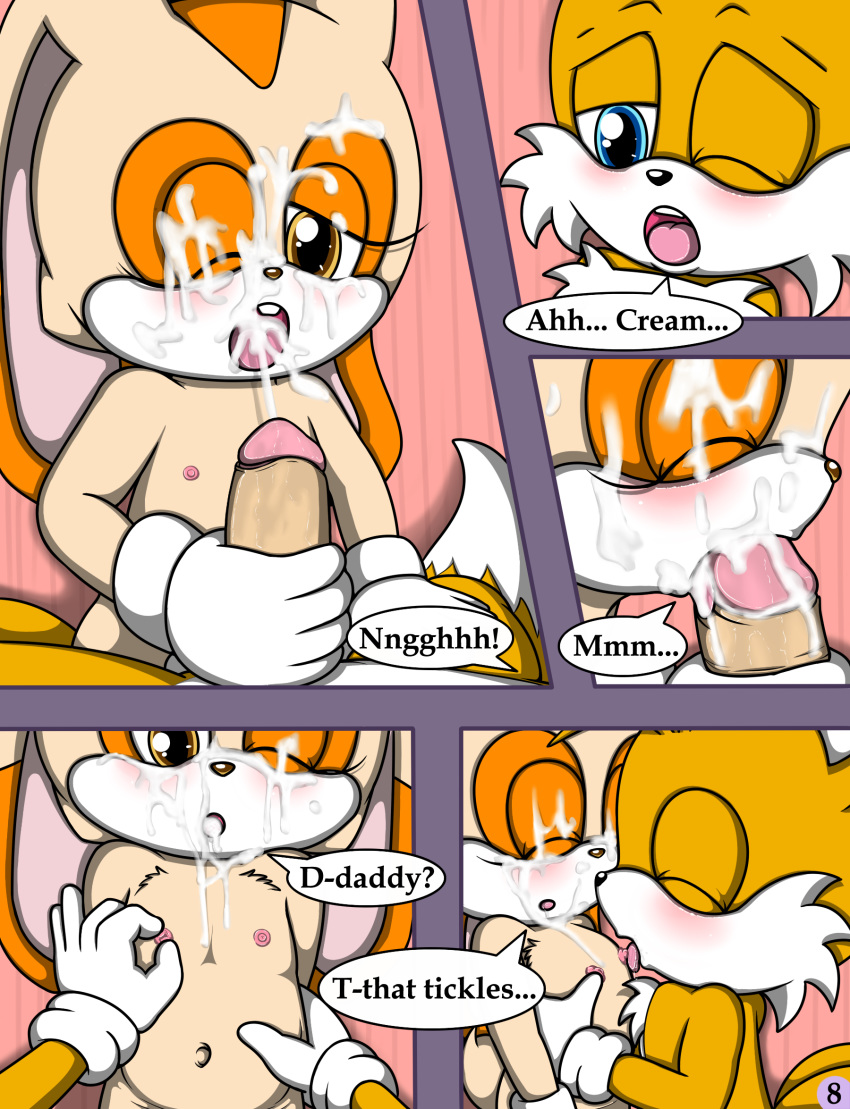 ... anthro canine comic cream_the_rabbit cub cum cum_in_mouth cum_inside cum_on_chest cum_on_face cumshot dialogue diaper duo ejaculation english_text erection fellatio female fox handjob hi_res lagomorph licking male male/female mammal miles_prower nipple_lick nipple_pinch nipples oral orgasm penis pinch rabbit sex sonic_(series) text tongue tongue_out unistar video_games young