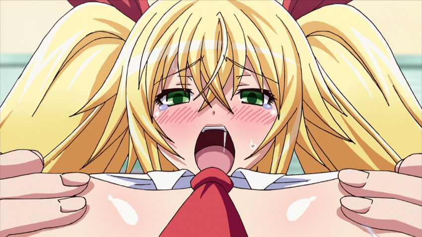 2girls animated animated_gif areolae blonde_hair blush breast_hold breasts drooling erect_nipples green_eyes heavy_breathing hizuki_touko hoods_entertainment kagaku_na_yatsura kaneko_hiraku kuze_airi lactation milk molestation multiple_girls nipple_squeeze nipples open_clothes open_shirt orgasm saliva school_uniform small_breasts sweat tears tie twitching unbuttoned unbuttoned_shirt yuri