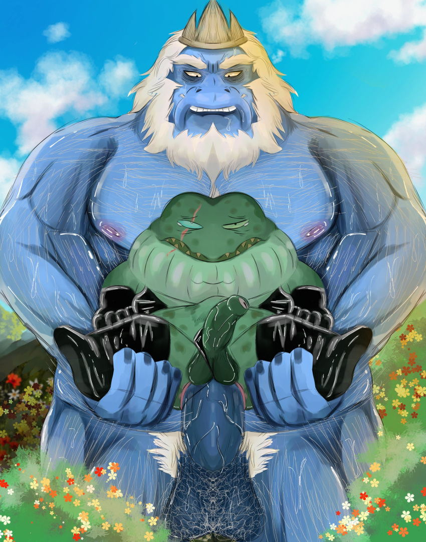 abdominal_bulge age_difference amphibia_(series) amphibian amphibian_humanoid anal animal_humanoid anthro blue_body blue_eyes blue_skin captain_grime clothing disney duo facial_scar footwear footwear_only frog green_body green_skin gundyrrr heterochromia hi_res humanoid king_andrias_leviathan lencerie male male/male mature_male mostly_nude newt nude nude_male old_man older_male outside salamander scar sex size_difference stand_and_carry_position standing standing_sex toad toad_(frog) yellow_eyes