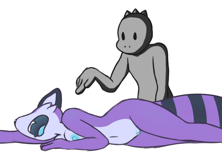 alpha_channel alternate_color anthro blue_nipples blue_pussy blue_tongue breasts cheek_tuft duo fangs female front_view fur grey_scales hi_res long_tail lying mammal maypul maypul_syrup navel nipples nude on_side open_mouth procyonid purple_fur pussy raccoon reptile rivals_of_aether scales scalie simple_background sleeping snoring striped_tail stripes teeth three_tone_fur transparent_background tuft video_games