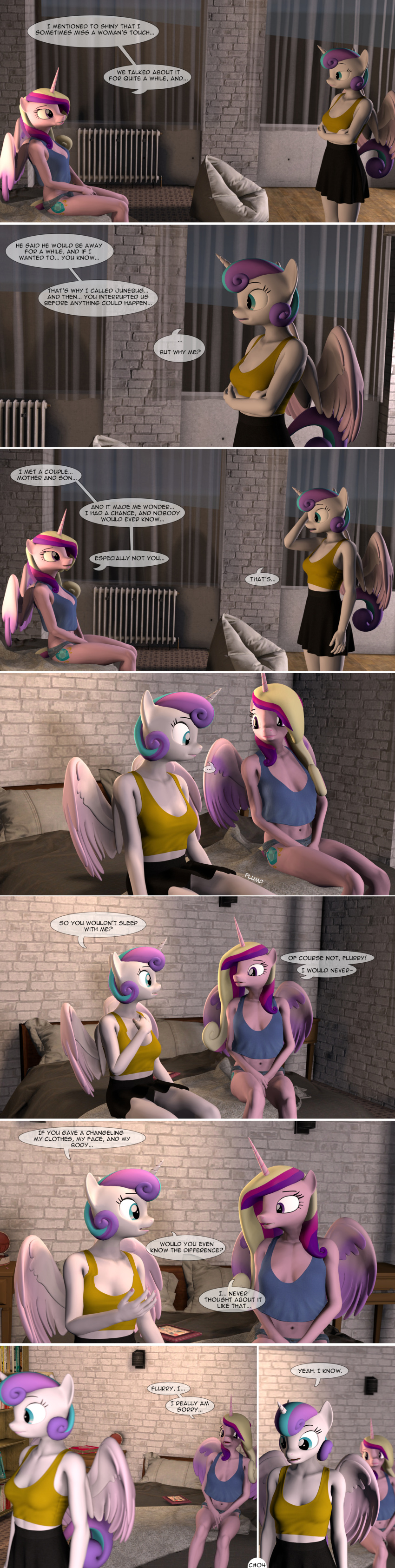 3d_(artwork) absurd_res bed bedroom clothing comic daughter_(lore) dialogue digital_media_(artwork) equid equine female female/female flurry_heart_(mlp) friendship_is_magic furniture hasbro hi_res horn mammal mother_(lore) mother_and_child_(lore) mother_and_daughter_(lore) my_little_pony mythological_creature mythological_equine mythology parent_(lore) parent_and_child_(lore) parent_and_daughter_(lore) princess_cadance_(mlp) sleepwear spud-arts tall_image underwear winged_unicorn wings