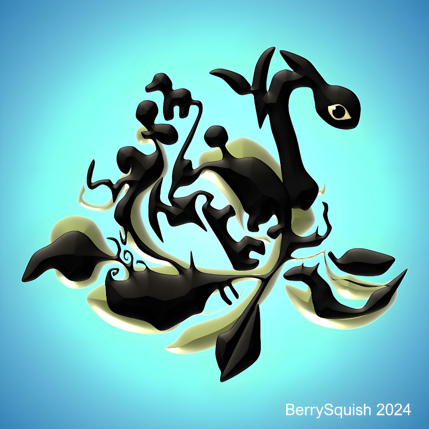abstract_art absurd_res ambiguous_gender anthro berrysquish black_body fin gradient_background hi_res invalid_tag leaf looking_at_viewer marine plesiosaur reptile scalie simple_background solo stretchy tail transformation unusual_anatomy unusual_form unusual_tail what yellow_eyes