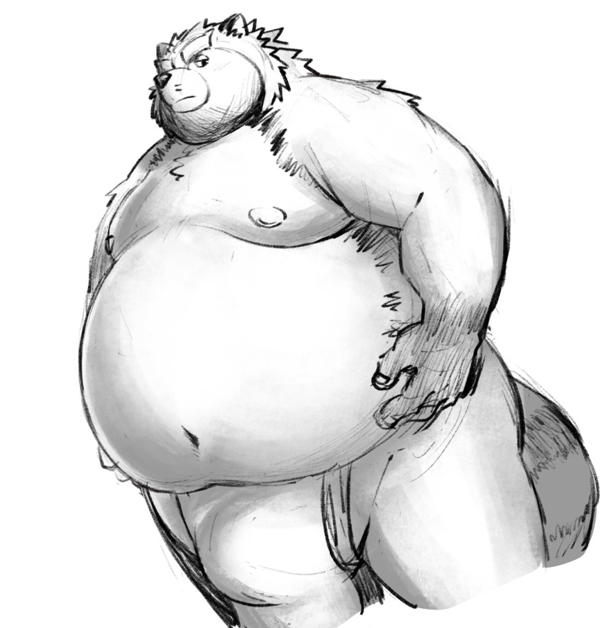 2018 anthro belly bulge canine clothing fundoshi gokrakstyle gyobu japanese_clothing male mammal moobs nipples overweight overweight_male solo tanuki tokyo_afterschool_summoners underwear
