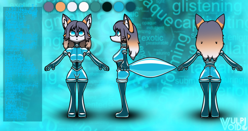 canid canine clothing female fetish fox grey_fox hi_res latex mammal mind_control original_character subliminal_messages suit urocyon
