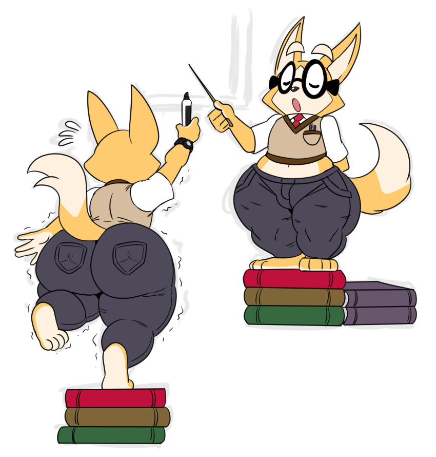 big_butt book butt canine clothing dog eyewear glasses male mammal marker mr.polywoo simple_background sssonic2 wide_hips