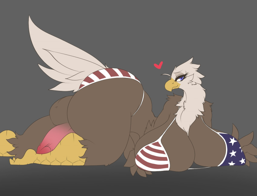 &lt;3 2018 all_fours anthro avian bald_eagle balls beak big_breasts big_butt bikini bird breasts butt claws clothed clothing dickgirl eagle erection eyelashes feathers fur huge_breasts humanoid_penis intersex looking_at_viewer mammal penis sepiruth simple_background smile solo stars_and_stripes swimsuit talons thick_thighs united_states_of_america voluptuous wide_hips