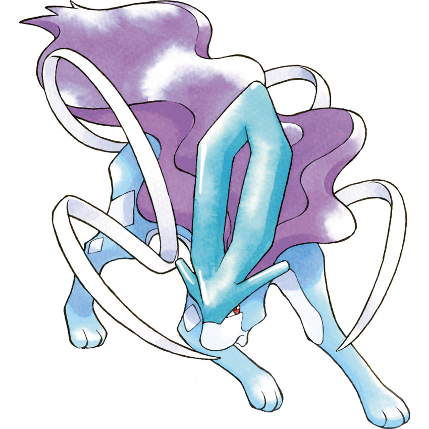 2000 3_toes alpha_channel ambiguous_gender blue_body blue_horn canine countershade_face countershade_legs countershade_torso countershading feral frown full-length_portrait hi_res horn ken_sugimori legendary_pok&eacute;mon looking_away mammal multicolored_body muzzle_(marking) nintendo official_art pok&eacute;mon pok&eacute;mon_(species) portrait purple_body quadruped raised_leg red_eyes simple_background snout solo spots spotted_body standing suicune tendrils toes transparent_background video_games white_body white_countershading white_spots