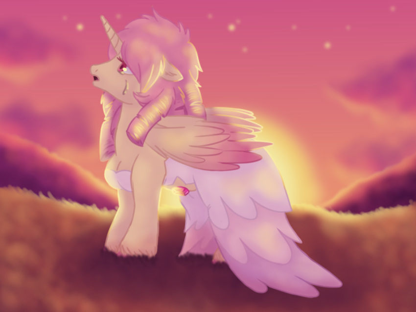 2018 alien breasts busty_feral cartoon_network equine eyelashes feathered_wings feathers female feral friendship_is_magic gem_(species) hair hooves horn itoruna mammal my_little_pony pink_eyes pink_hair ponification rose_quartz_(steven_universe) steven_universe winged_unicorn wings