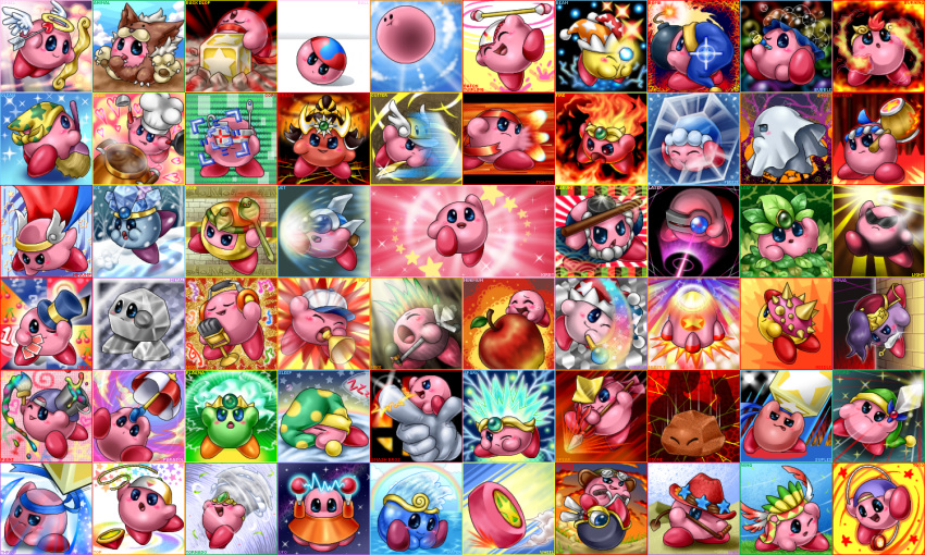 2012 ambiguous_gender box_xod hat kirby kirby_(series) looking_at_viewer multiple_images nintendo not_furry open_mouth open_smile sleeping smile solo sound_effects video_games waddling_head weapon zzz