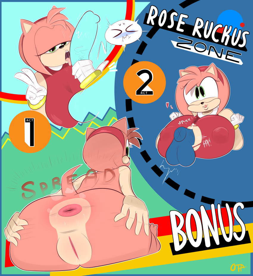 &lt;3 &lt;3_eyes 2018 absurd_res amy_rose anthro anus balls big_breasts big_butt breasts butt close-up clothed clothing cum cum_on_breasts digital_media_(artwork) disembodied_penis duo erection female gloves green_eyes handjob hi_res licking looking_at_viewer male male/female mammal nude open_mouth oral orgasm ota_(artist) penetration penis penis_lick presenting presenting_anus presenting_pussy puffy_anus pussy sex simple_background smile sonic_(series) spreading sweat text titfuck titfuck_under_clothes tongue tongue_out v_sign video_games