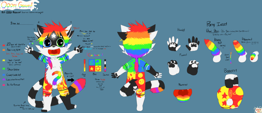 2017 3_toes 4_ears 5_fingers :3 animal_genitalia animal_penis anthro anus backsack balls big_eyes biped black_fur black_nose blue_background blue_eyes blush butt butt_shot canine_penis character_name cheek_tuft colored_cum colorful cub cum cute_fangs directional_arrow disembodied_foot disembodied_hand disembodied_mouth disembodied_penis english_text erection fan_character fangs fingerless_(marking) flaccid foreskin front_view fur fur_markings gloves_(marking) glowing green_eyes hair happy heterochromia humanoid_penis knot league_of_legends long_tail looking_at_viewer male mammal markings model_sheet multi_ear multicolored_fur multicolored_hair multicolored_penis multicolored_tail multiple_angles multiple_poses nude on_one_leg ooo_(oooeygoooey) oooeygoooey open_mouth open_smile partially_retracted_foreskin pawpads pawprint penis perineum ponytail pose prehensile_penis rainbow_cum rainbow_fur rainbow_hair rainbow_penis rainbow_tongue raised_tail rear_view riot_games shape_shifter sheath signature simple_background smile socks_(marking) solo spread_arms standing star_marking stripes teeth text toeless_(marking) toes tongue tongue_out tuft uncut unusual_cum video_games white_fur x3 yordle young