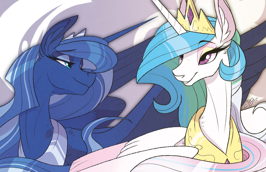 2015 crown duo equine famosity female feral friendship_is_magic horn jewelry mammal my_little_pony necklace princess_celestia_(mlp) princess_luna_(mlp) probablyfakeblonde sibling sisters winged_unicorn wings