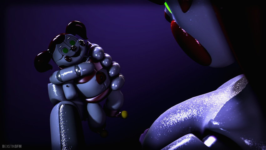 3d_(artwork) animatronic anthro baby_(fnafsl) bexstinsfm big_breasts breasts digital_media_(artwork) female five_nights_at_freddy's humanoid machine mammal nipples not_furry nude robot simple_background sister_location teaser toy video_games