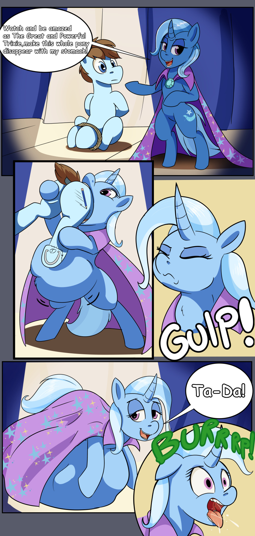 burping comic english_text equine female feral friendship_is_magic horn male mammal my_little_pony open_mouth swiftsketchpone text trixie_(mlp) unicorn vore