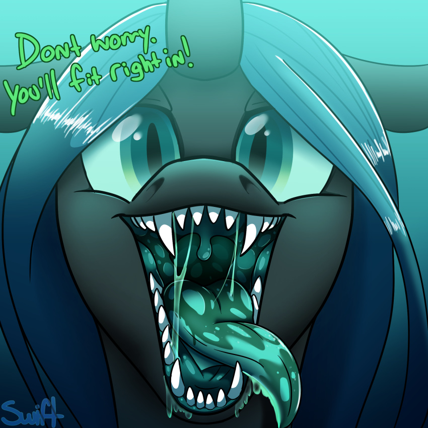 changeling english_text female feral friendship_is_magic mouth_shot my_little_pony open_mouth queen_chrysalis_(mlp) swiftsketchpone text vore