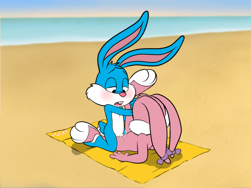 3_toes anthro babs_bunny beach blue_fur blush buckteeth buster_bunny clitoris duo female flat_chested fur g-cat lagomorph male male/female mammal nude open_mouth penetration penis pink_fur pussy rabbit seaside sex teeth tiny_toon_adventures toes vaginal vaginal_penetration warner_brothers