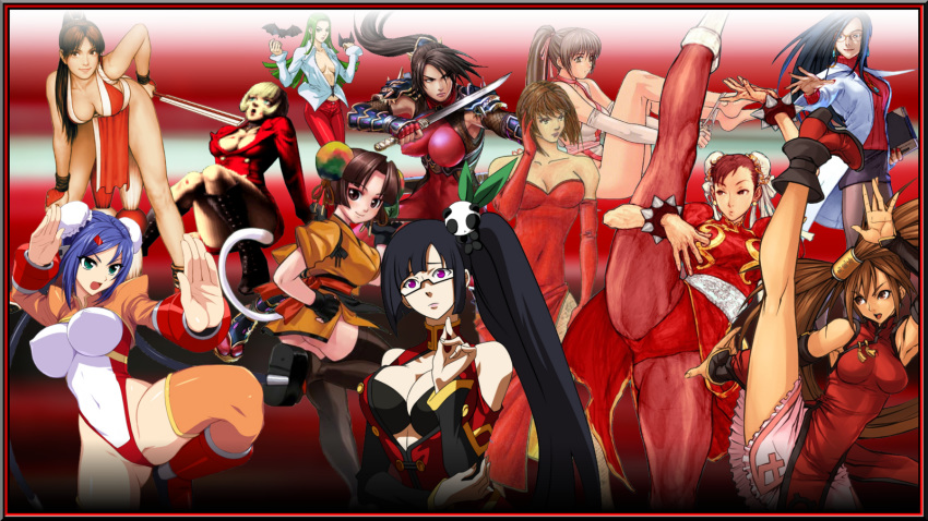 anna_williams arcana_heart battle_fantasia blazblue bloody_roar capcom chun-li coyori darkstalkers dead_or_alive guilty_gear jenny_burtory kasumi_(doa) kuradoberi_jam litchi_faye_ling mei-fang minazuki_kyoko morrigan_aensland rival_schools shiranui_mai soul_calibur street_fighter taki_(soulcalibur) tekken the_king_of_fighters vampire_(game)