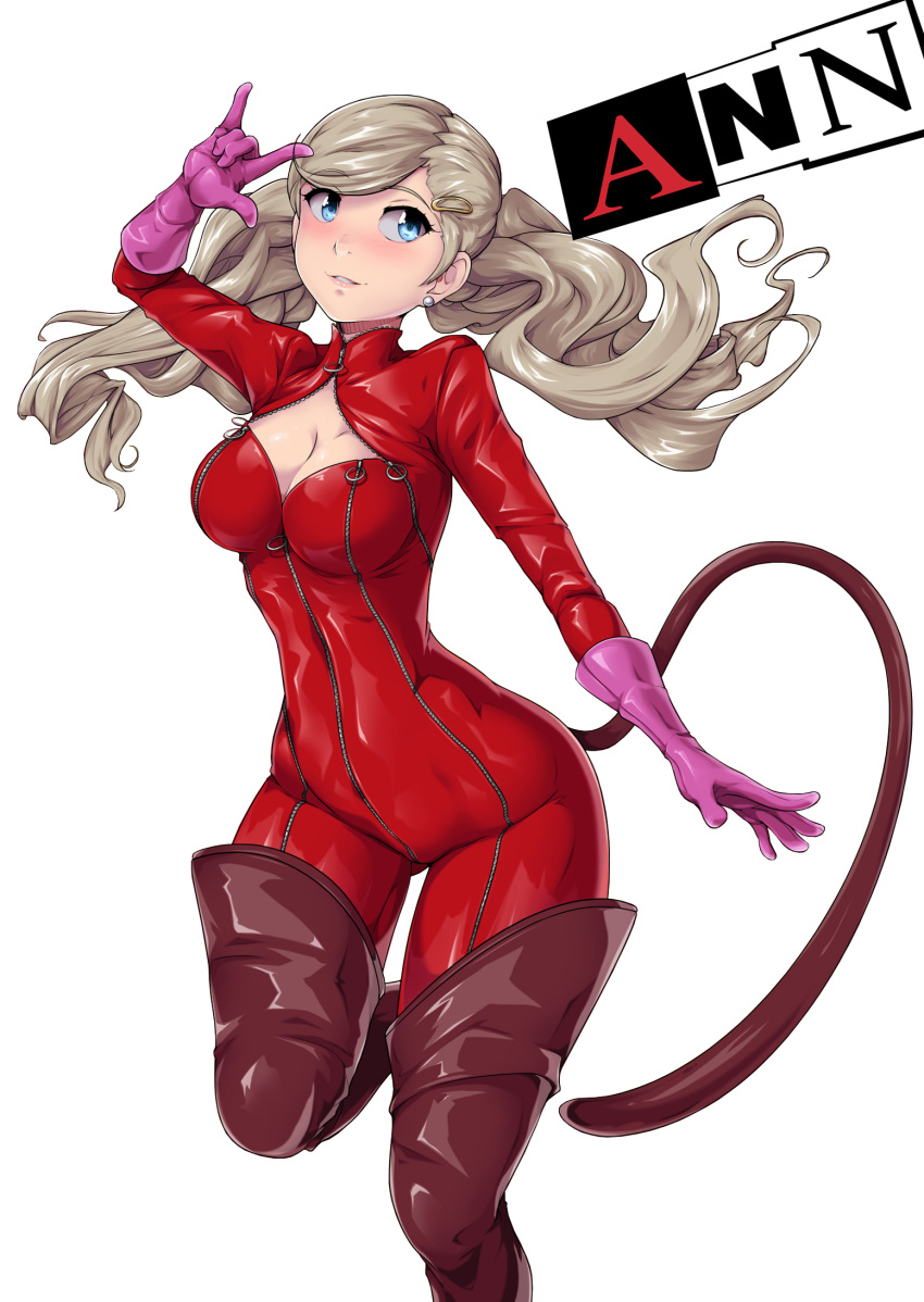 animeflux bodysuit cleavage persona_5 tail takamaki_ann thighhighs transparent_png