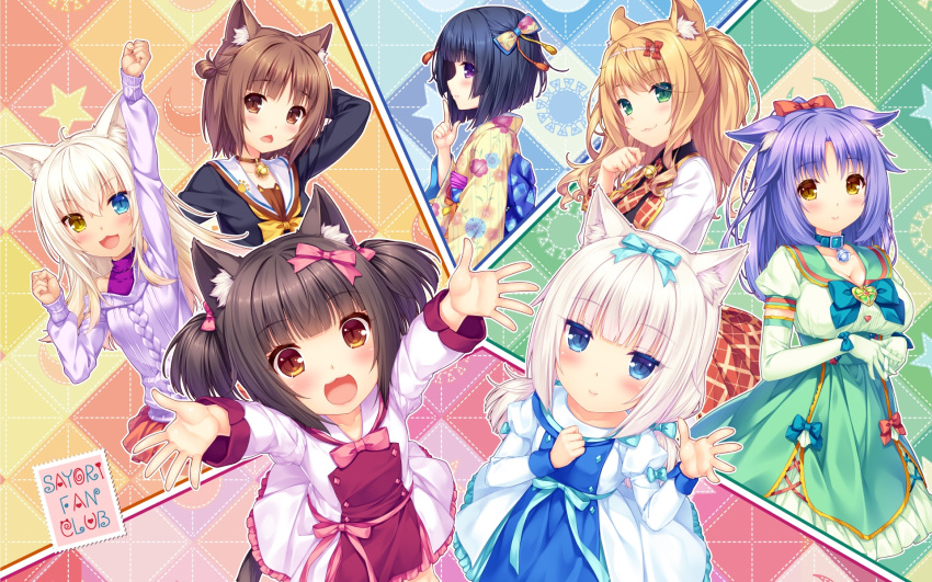 animal_ears azuki chocola cinnamon_(neko_para) coconut maple_(neko_para) minazuki_shigure neko_works nekomimi nekopara sayori tail vanilla wallpaper